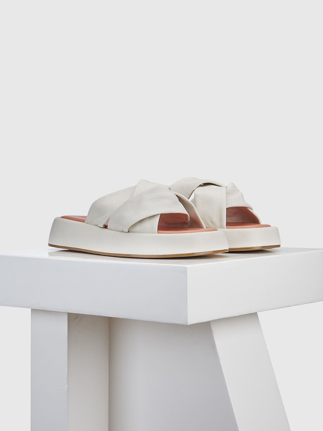 

Oroh Women Leather Open Toe Flats, White