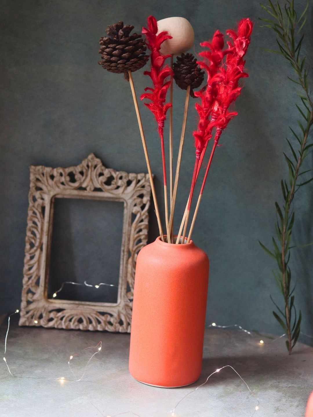 

WEAVING HOMES Orange Coloured Ceramic Bloom Vases
