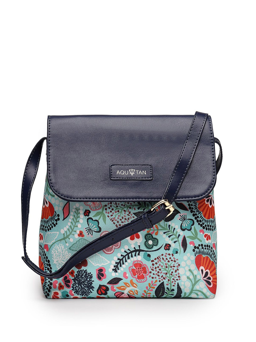 

AQUATAN Floral Printed PU Bucket Sling Bag, Green