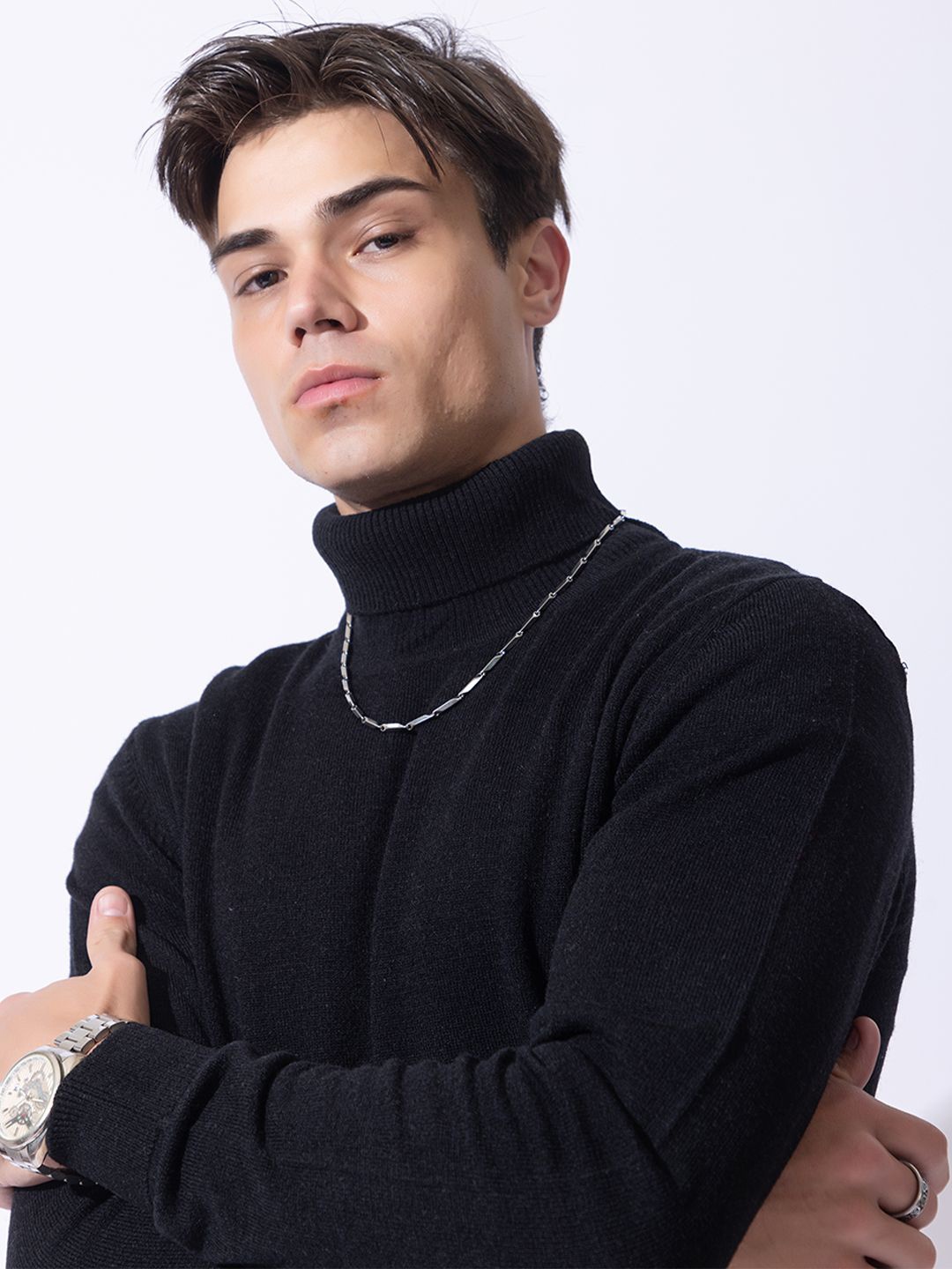 

ARMISTO Men Turtle Neck Woollen Pullover, Grey