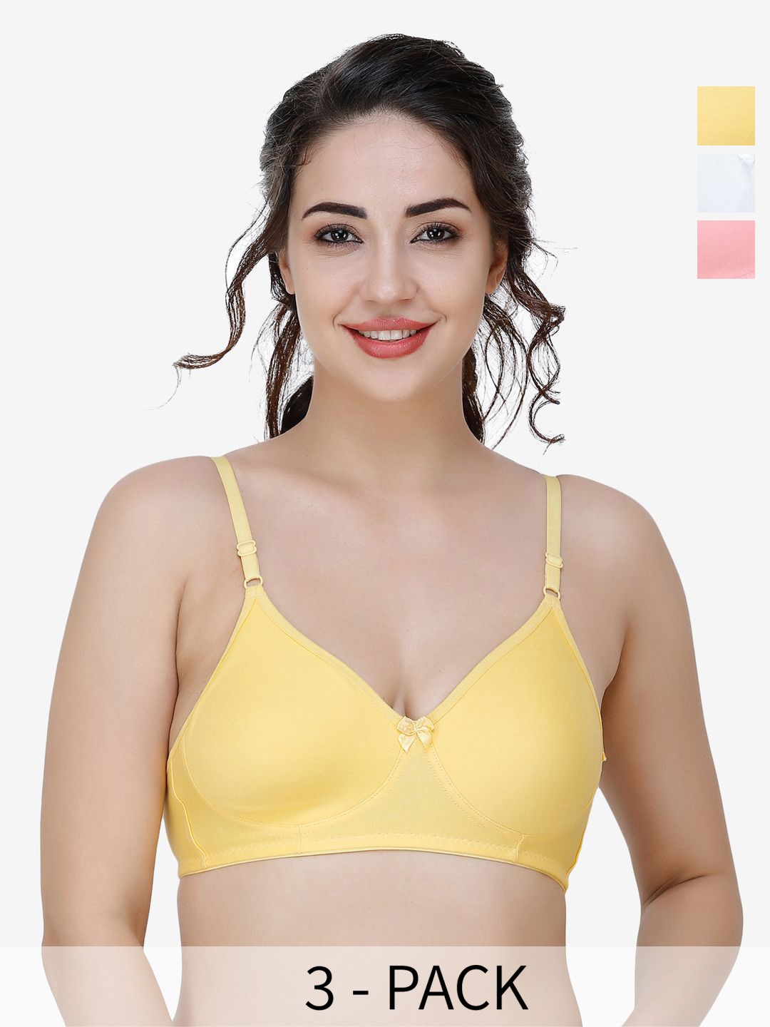 

Docare Women's Pack of 3 Solid Full Coverage T-Shirt Bra, Peach
