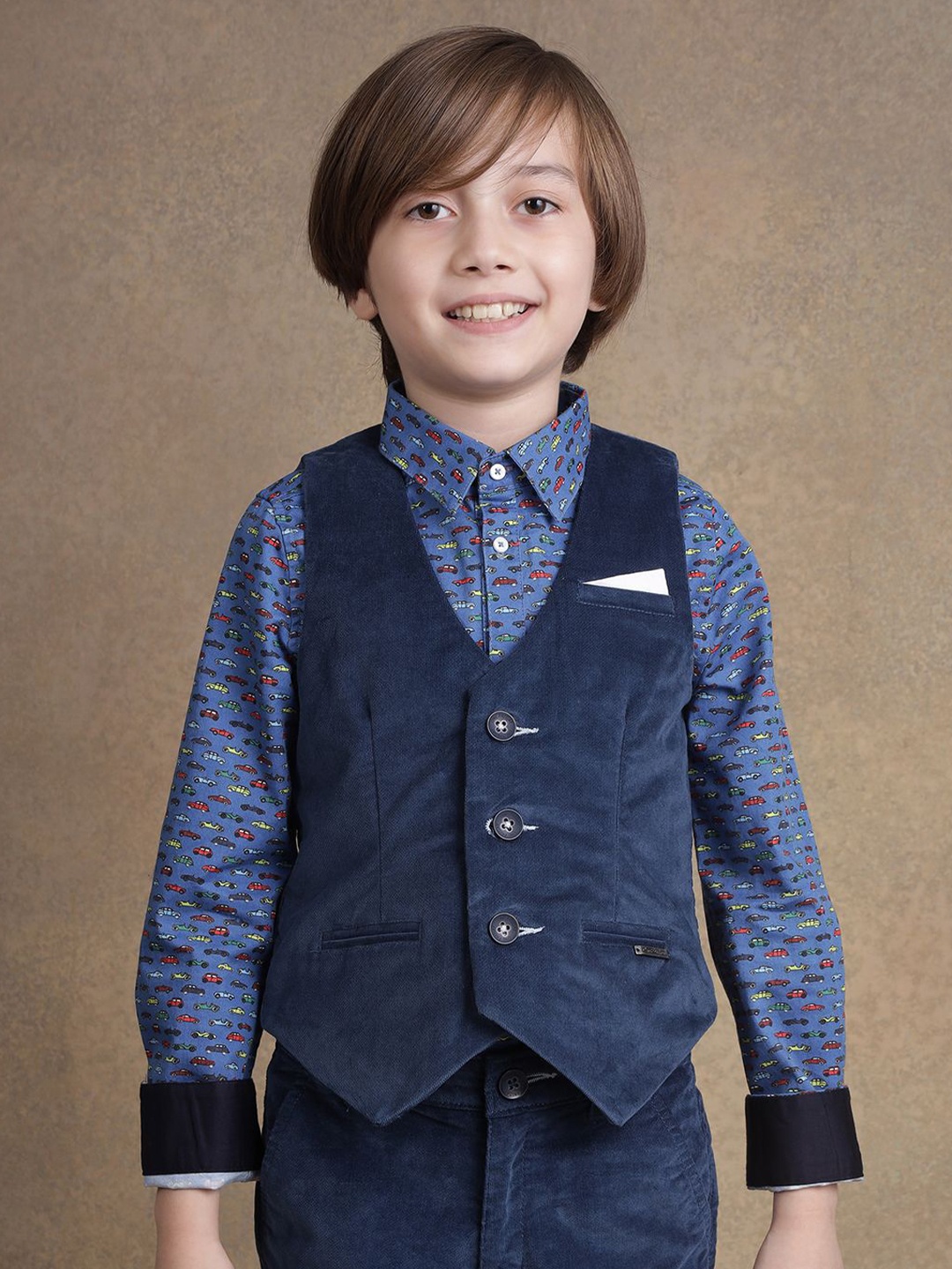 

One Friday Boys V Neck Waistcoat, Blue