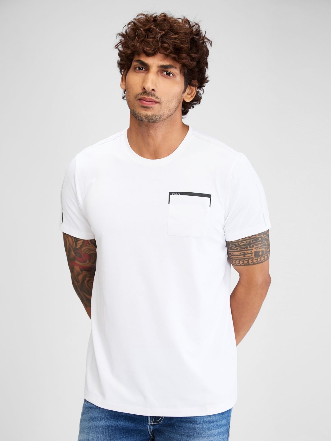 

SPYKAR Men Pockets Slim Fit T-shirt, White