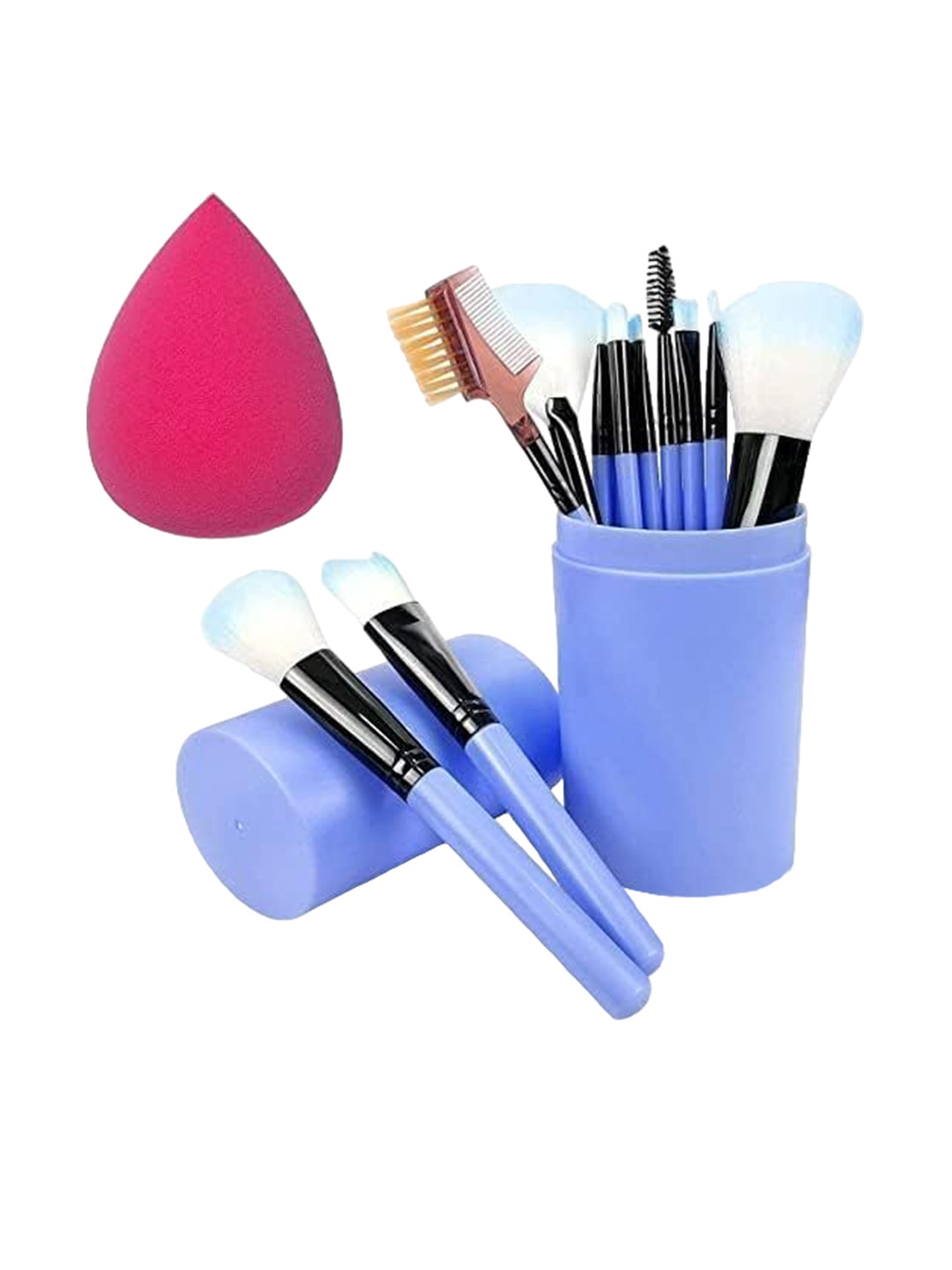 

YELGO Set Of 13 Makeup Brushes With Blender Puff, Blue