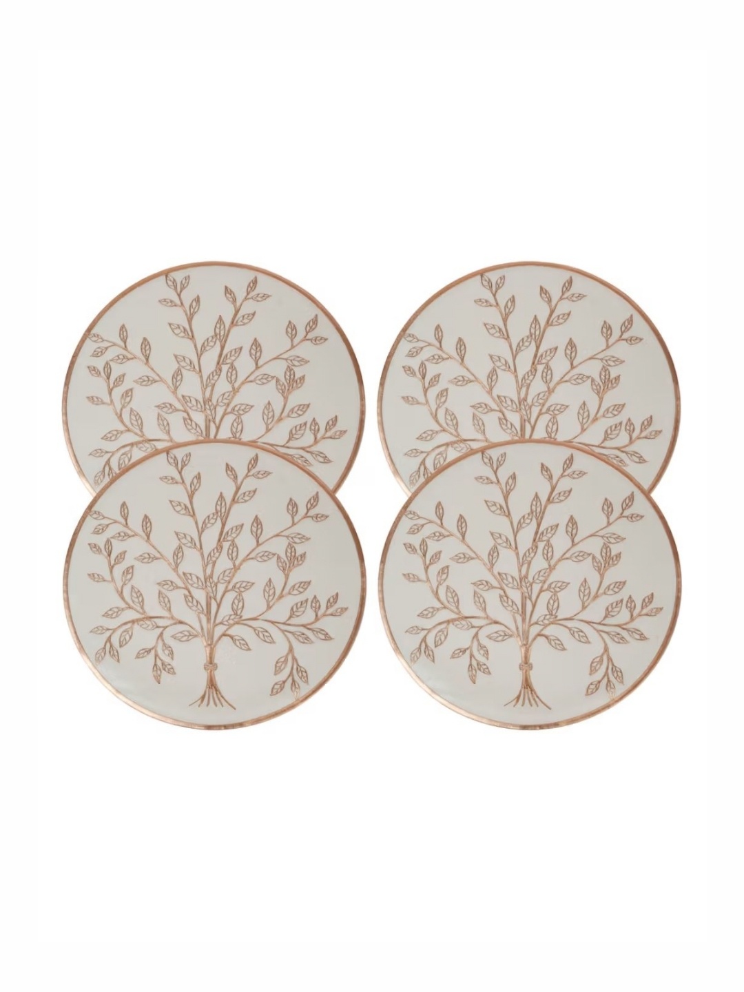 

Dakshya Industries Copper Toned & White 4 Pieces Floral Round Shape Table Placemats