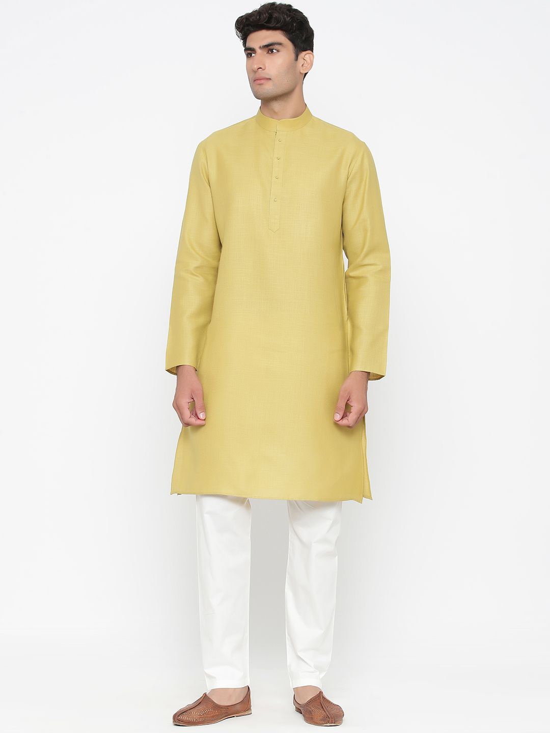 

Tistabene Mandarin Collar Cotton Kurta, Yellow