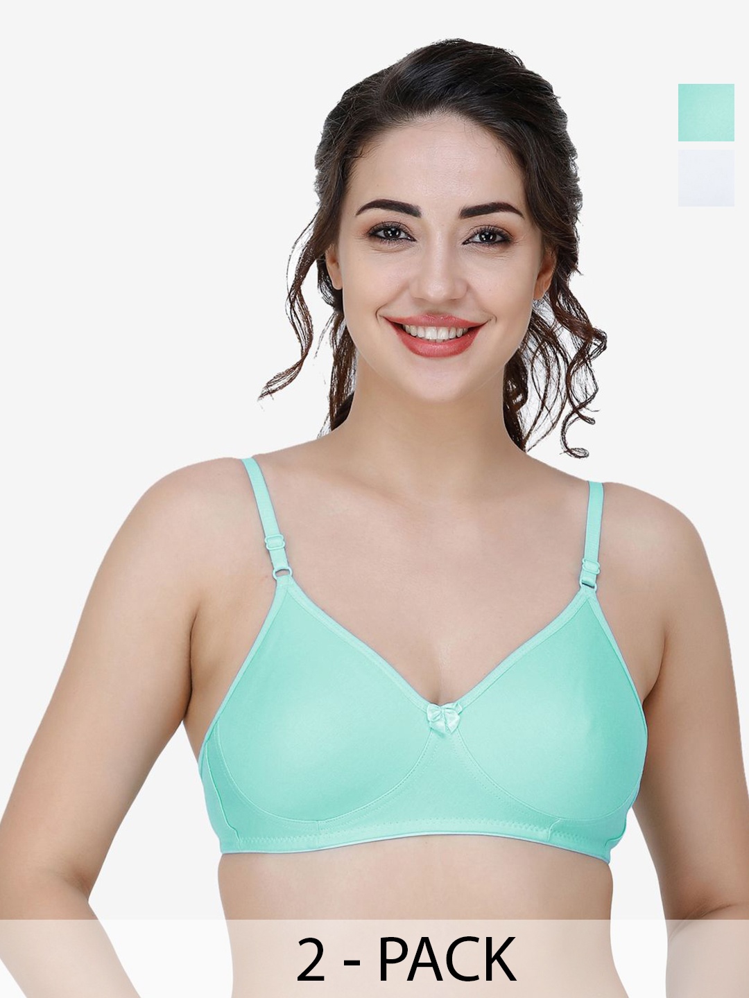 

Docare Women's Pack of 2 Solid Full Coverage T-Shirt Bra, Green