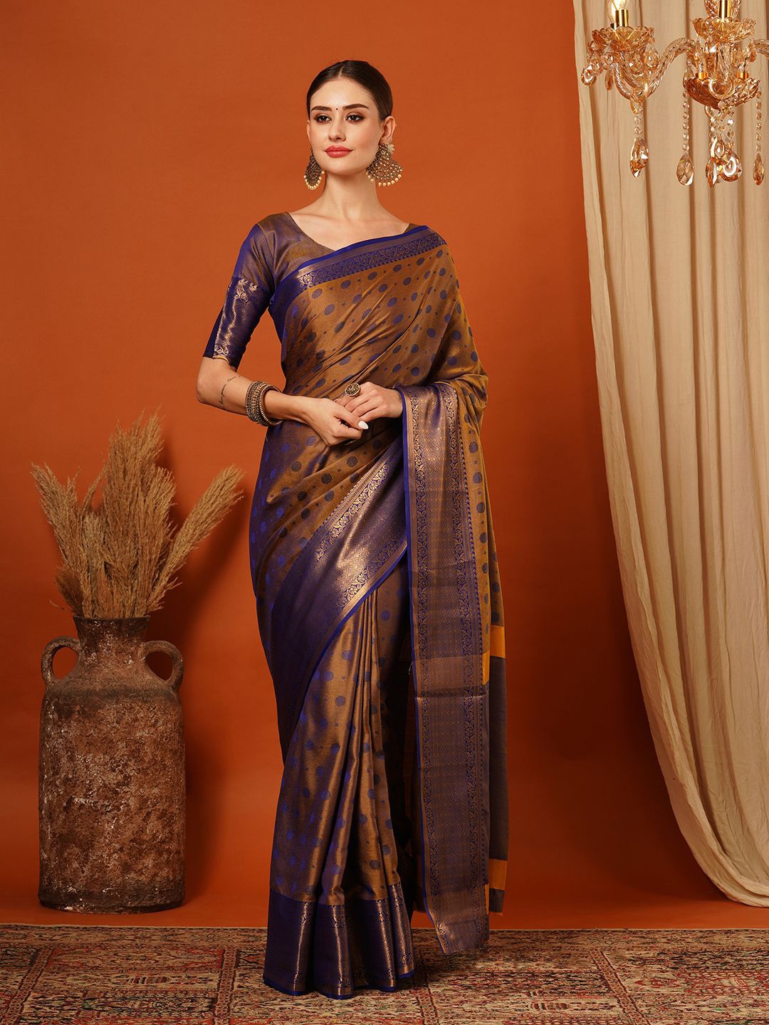 

KALINI Woven Design Zari Pure Silk Mysore Silk Saree, Blue