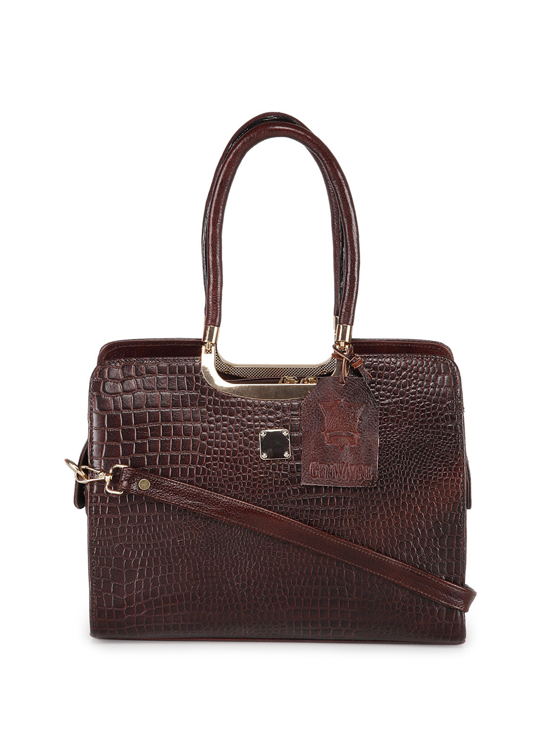 

GENWAYNE Textured Leather Structured Sling Bag, Brown