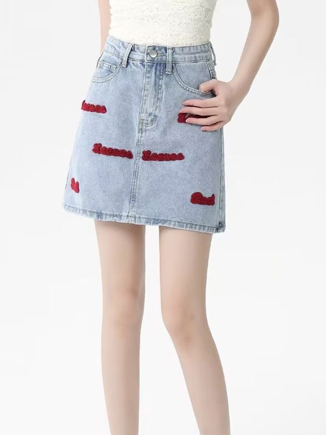 

StyleCast Embroidered A-Line Mini Skirts, Grey