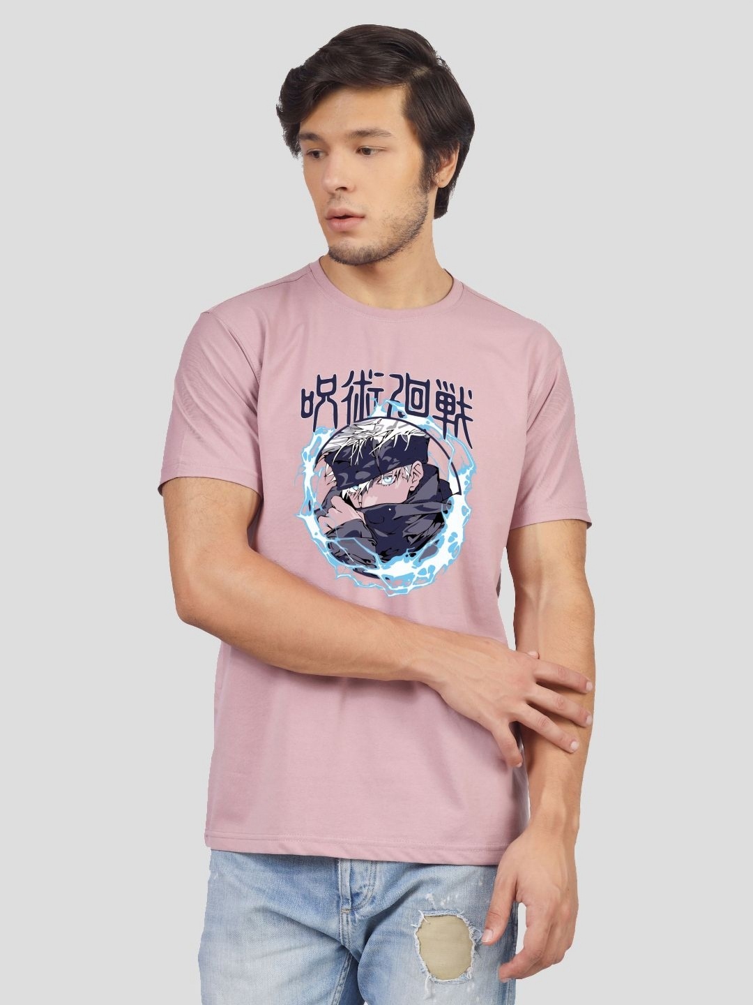 

Greylongg Men Typography Printed Pockets T-shirt, Purple