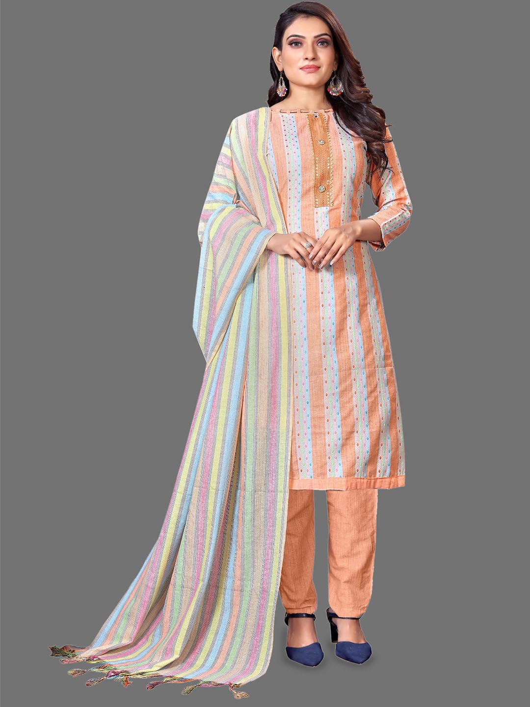 

Aika Gotta Patti Unstitched Dress Material, Orange