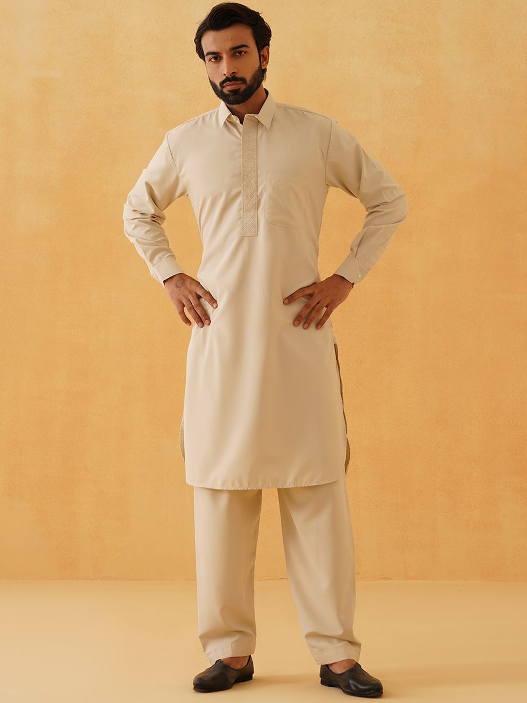 

Anouk Men Regular Kurta with Salwar, Camel brown