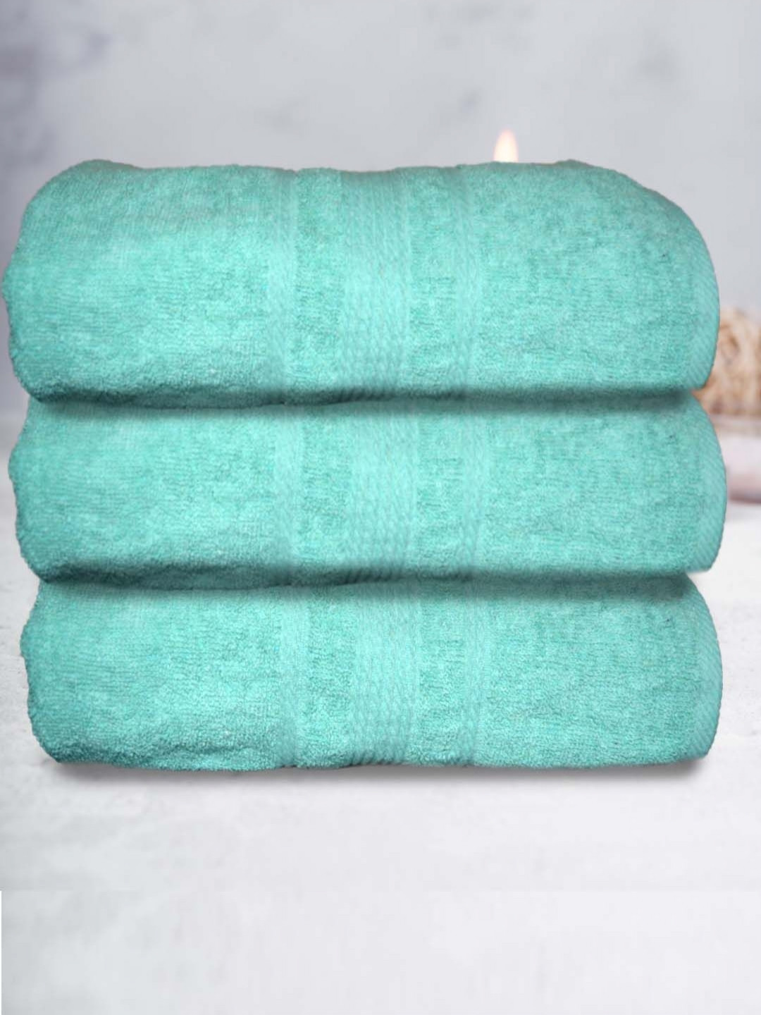 

Aura Green 3 Pieces Self Designed Cotton 500 GSM Bath Towel