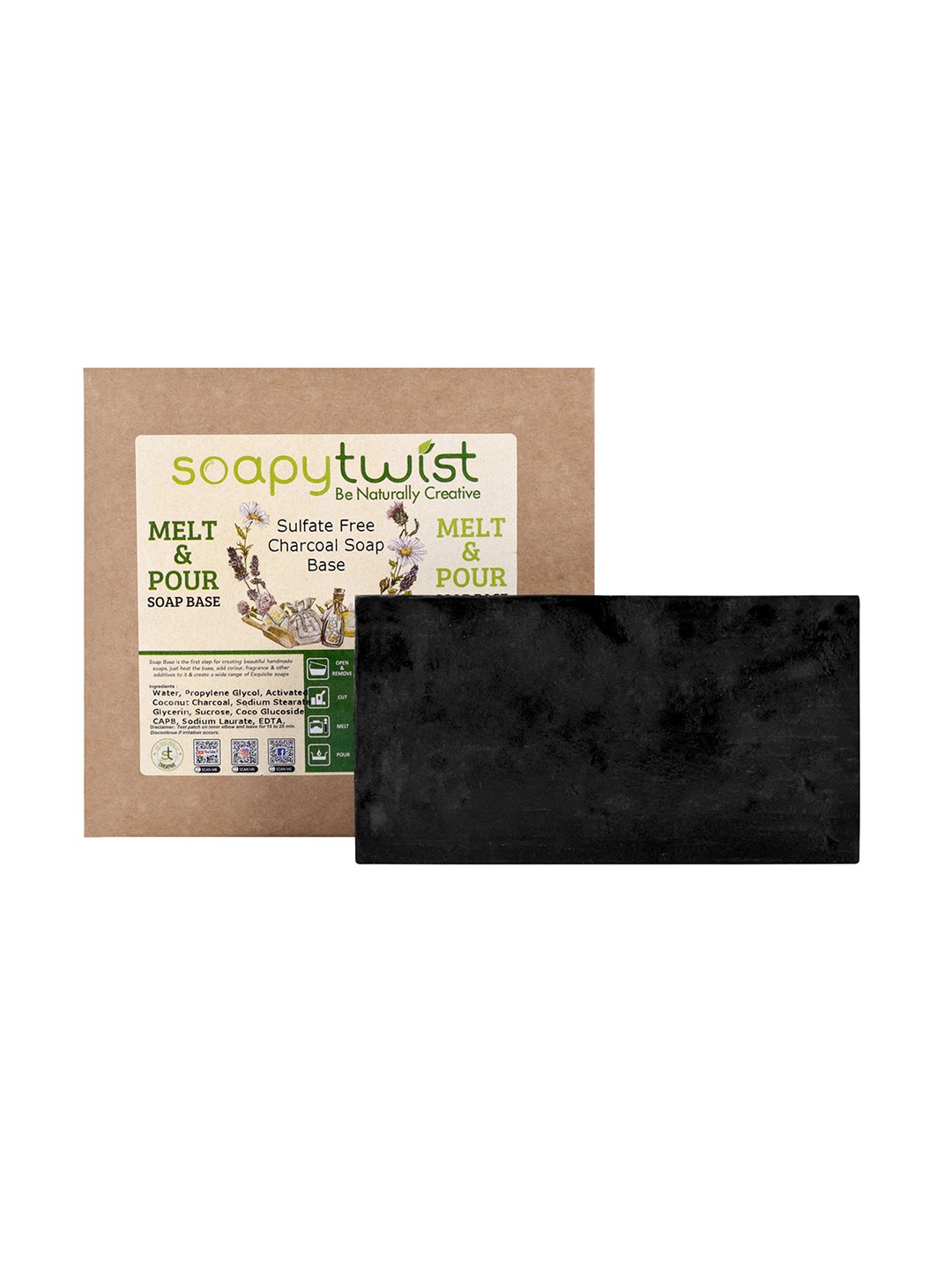

Soapy Twist Sulphate Free Charcoal Melt & Pour Soap Base - 1 KG, Black