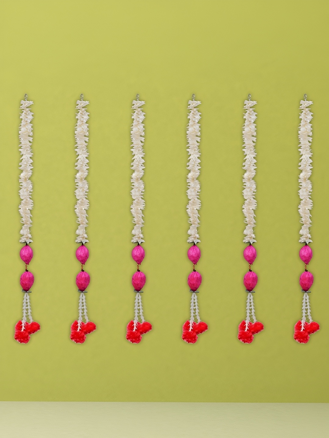 

eCraftIndia Pink & White 6 Pieces Artificial Flowers Wall Hangings