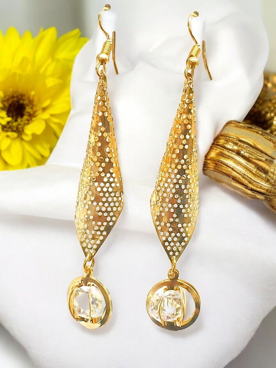 

9blings Circular Drop Earrings, Gold