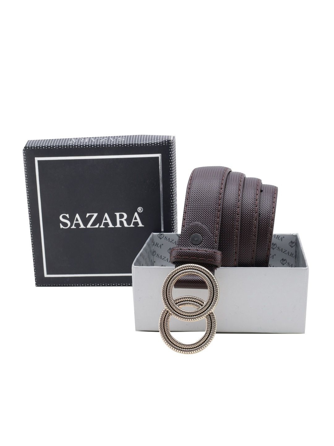 

SAZARA Women Leather Belt, Brown