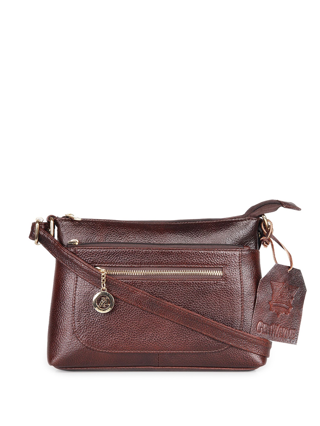 

GENWAYNE Leather Structured Shoulder Bag, Brown