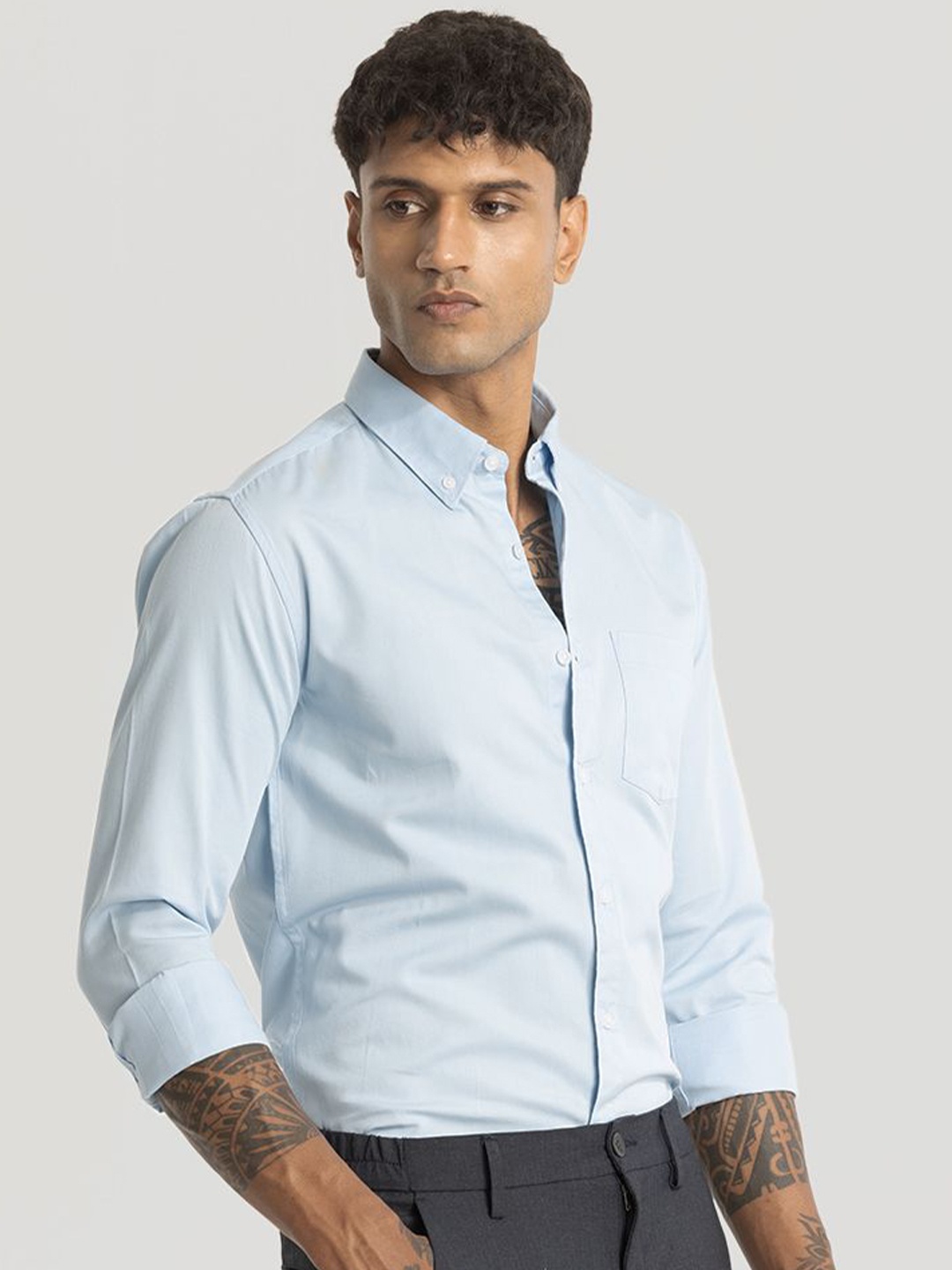 

Snitch Men Smart Slim Fit Opaque Semiformal Shirt, Blue