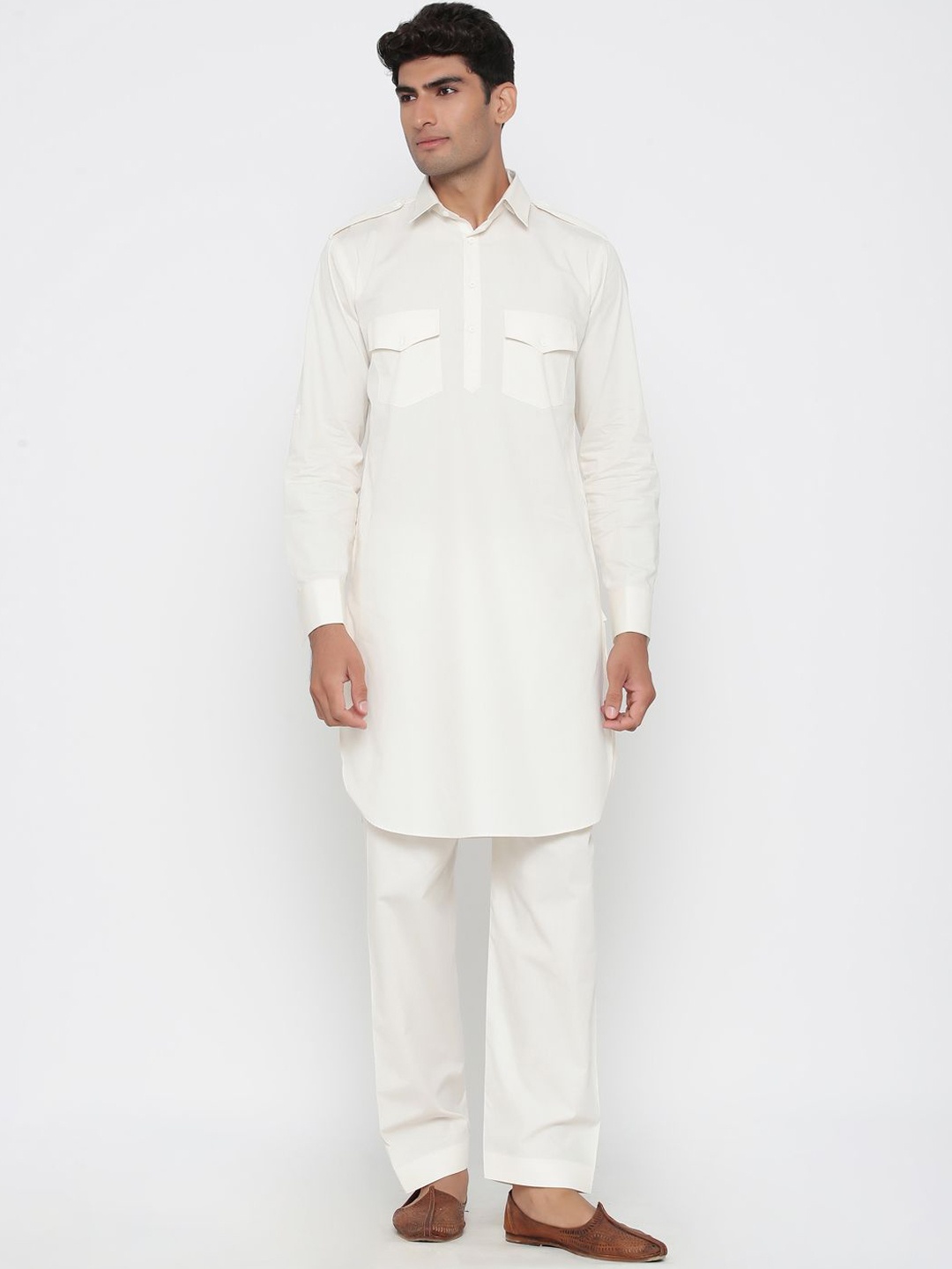 

Tistabene Shirt Collar Cotton Kurta, White