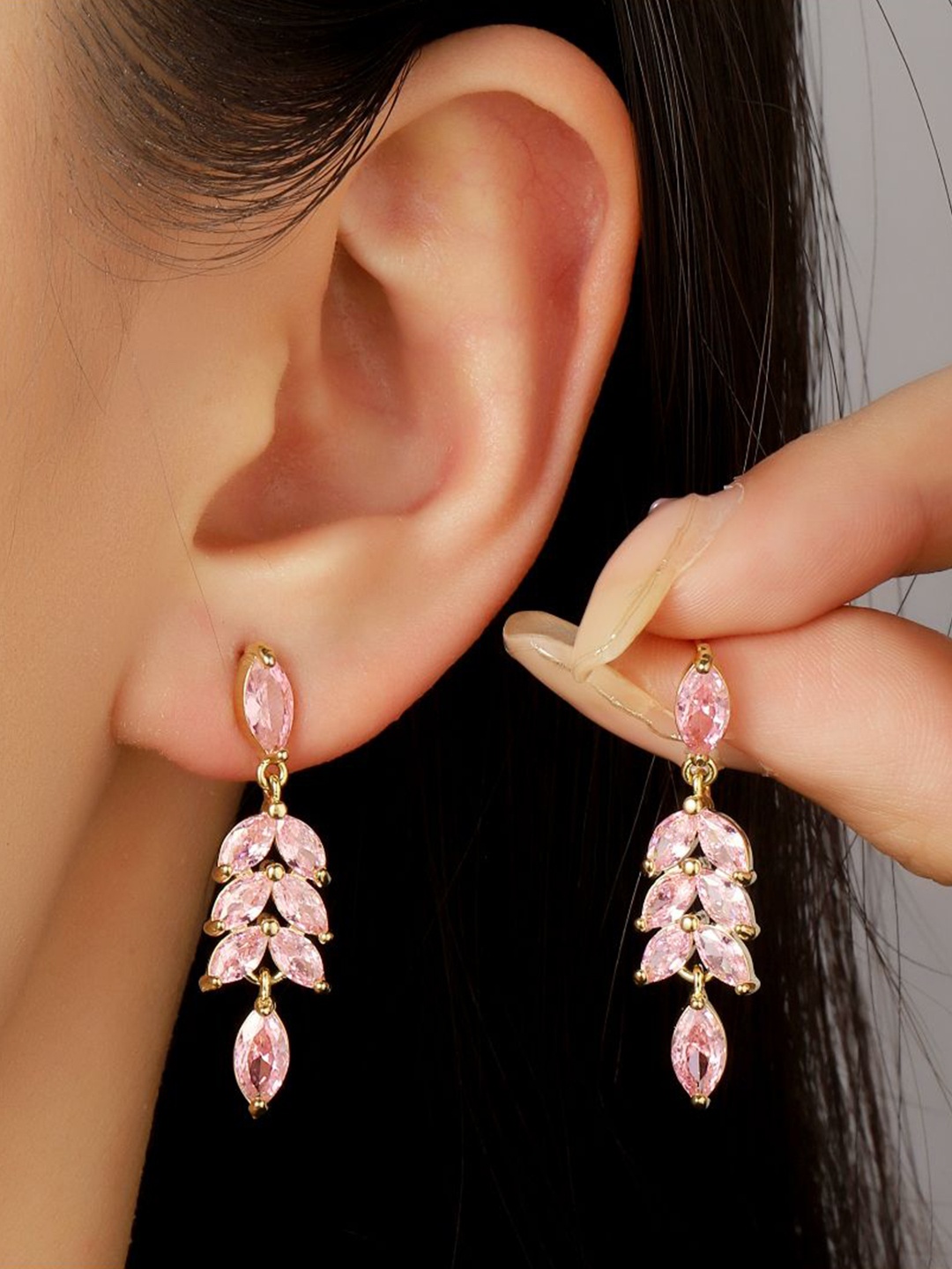 

SALTY Gold-Plated Contemporary Petal Kiss Drop Earrings