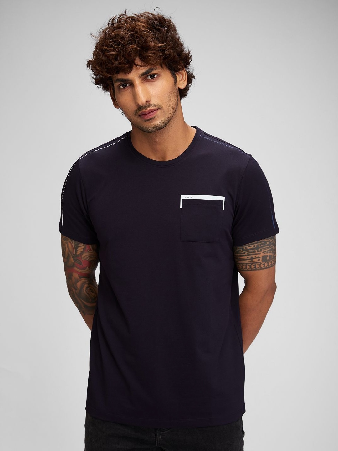 

SPYKAR Men Pockets Slim Fit T-shirt, Blue