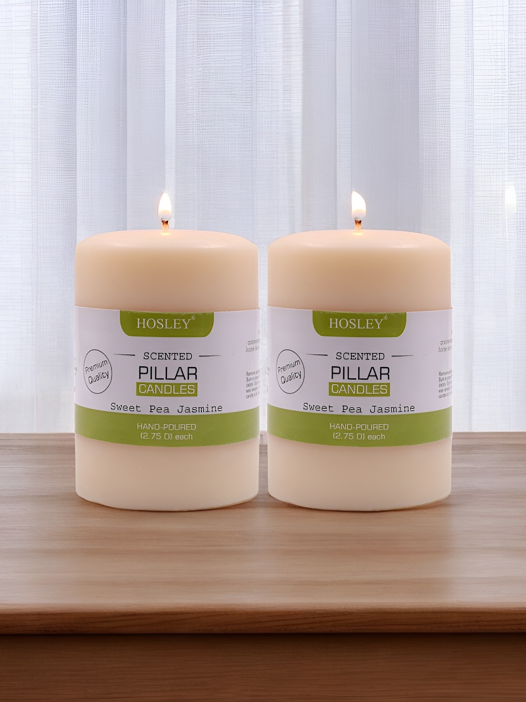 

HOSLEY White & Off White 2 Pieces Sweeet Pea Jasmine Pillar Candle