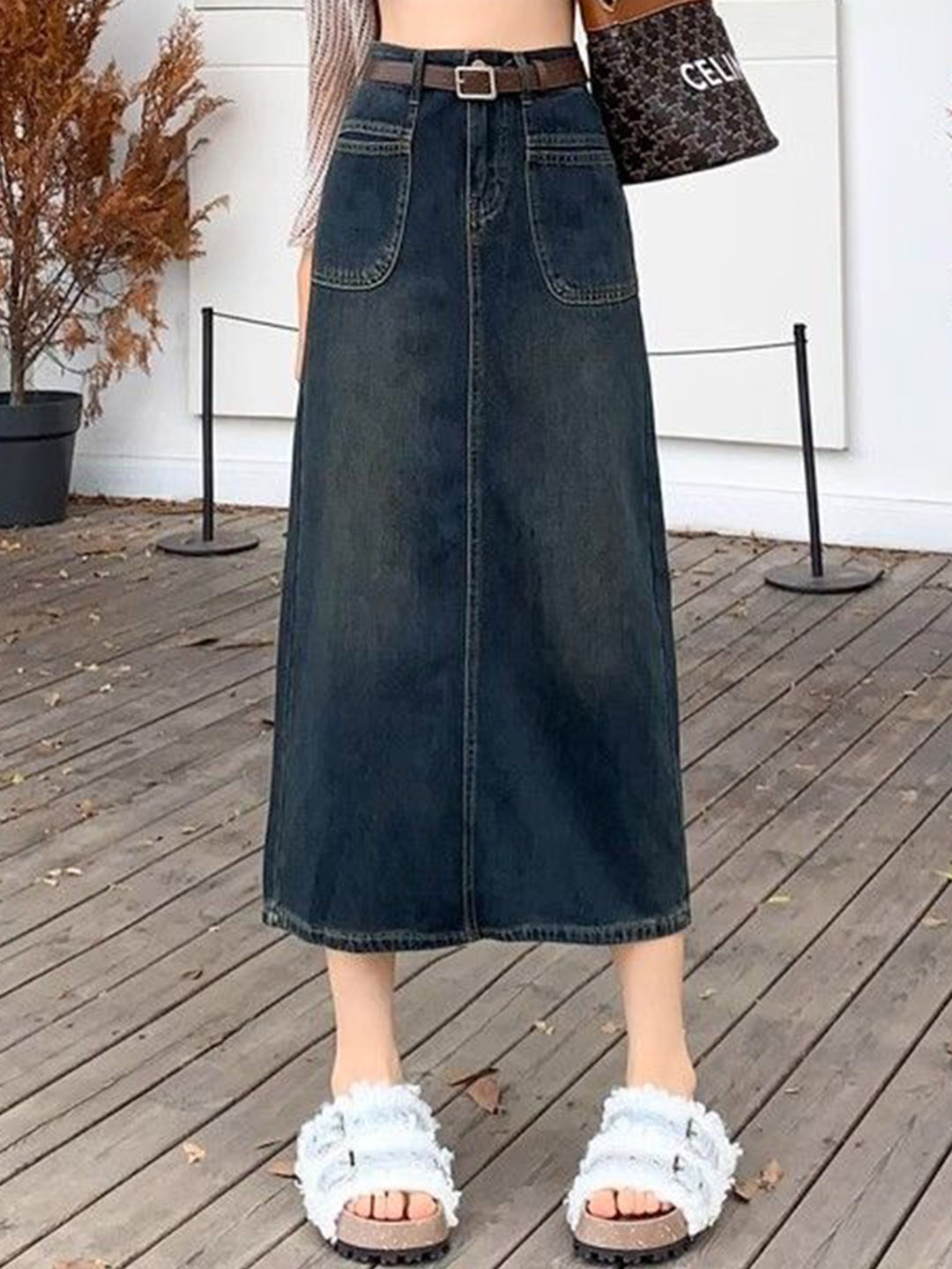 

StyleCast Pure Cotton A-Line Midi Skirts, Blue