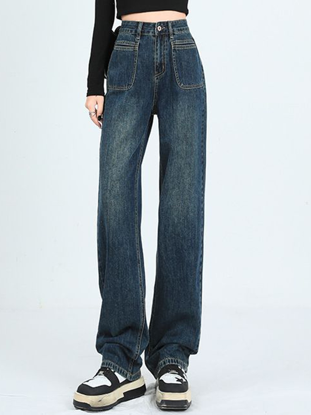 

StyleCast Women Straight Fit High-Rise Light Fade Jeans, Blue
