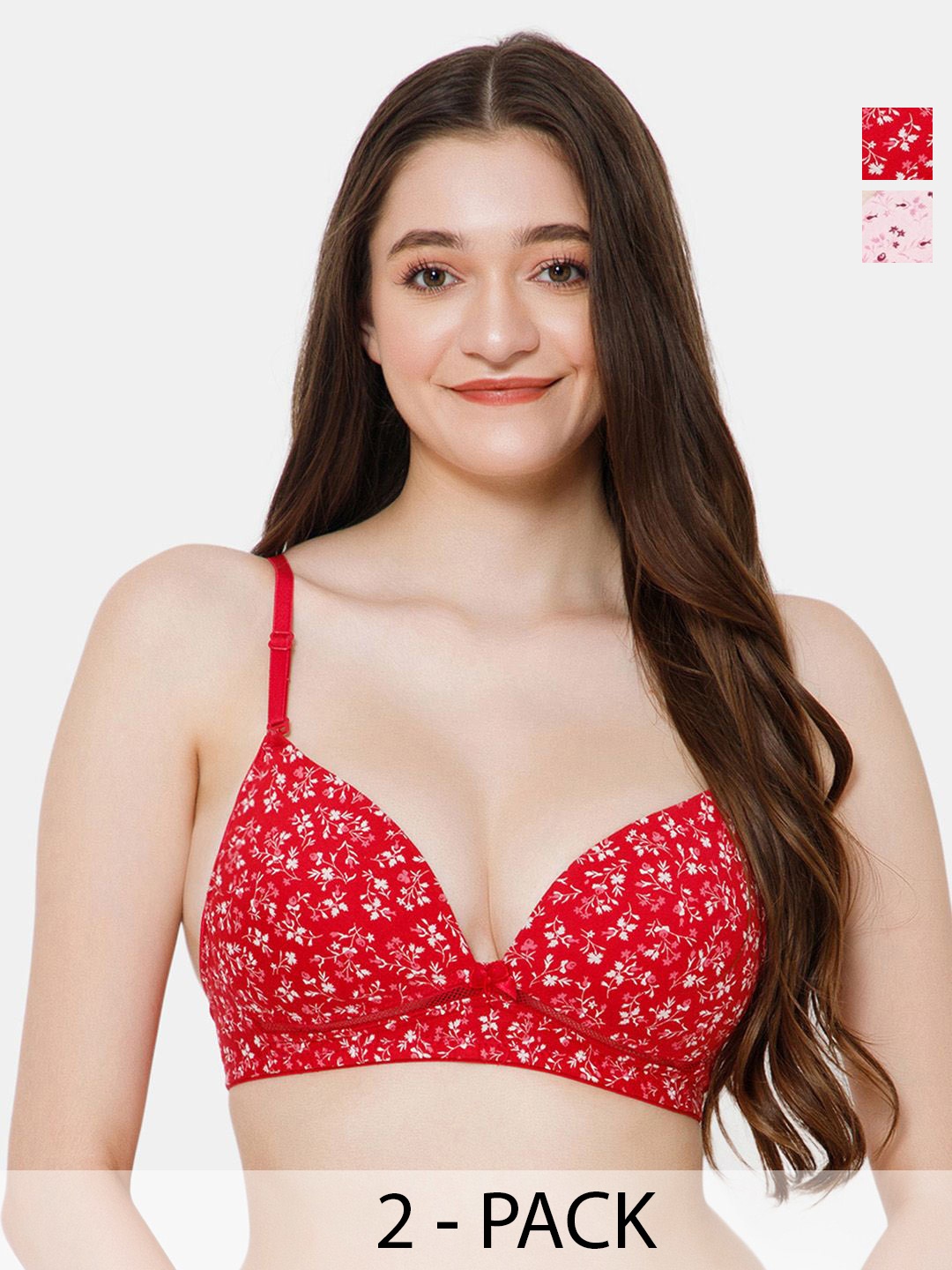 

Lady Lyka Floral Bra Medium Coverage Lightly Padded, Magenta
