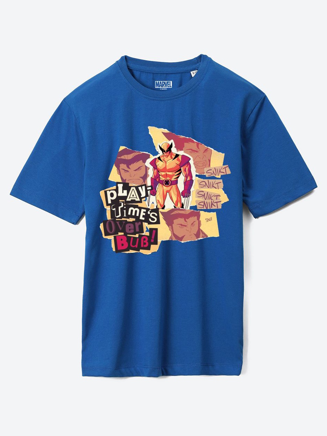 

YK Marvel Boys Avengers Printed Pure Cotton Applique T-shirt, Blue