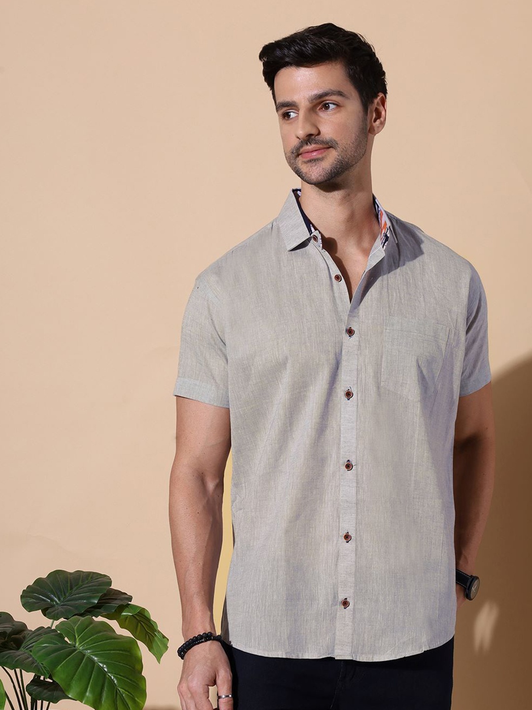 

MOSHI Men Comfort Opaque Casual Shirt, Grey