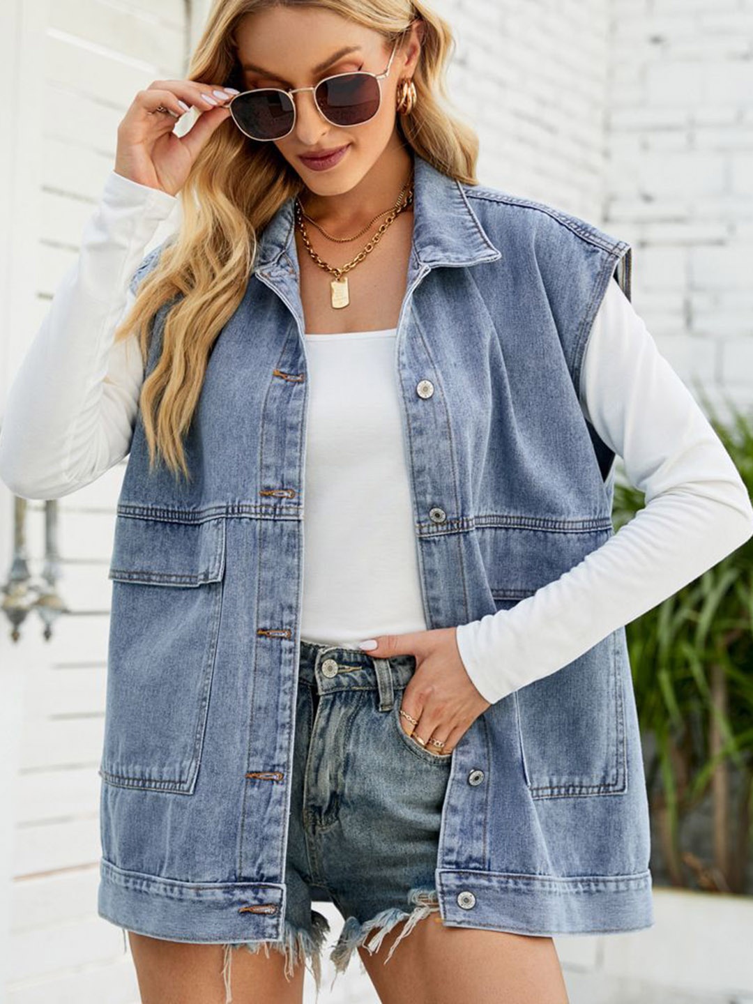 

StyleCast Women Denim Jacket with Patchwork, Blue