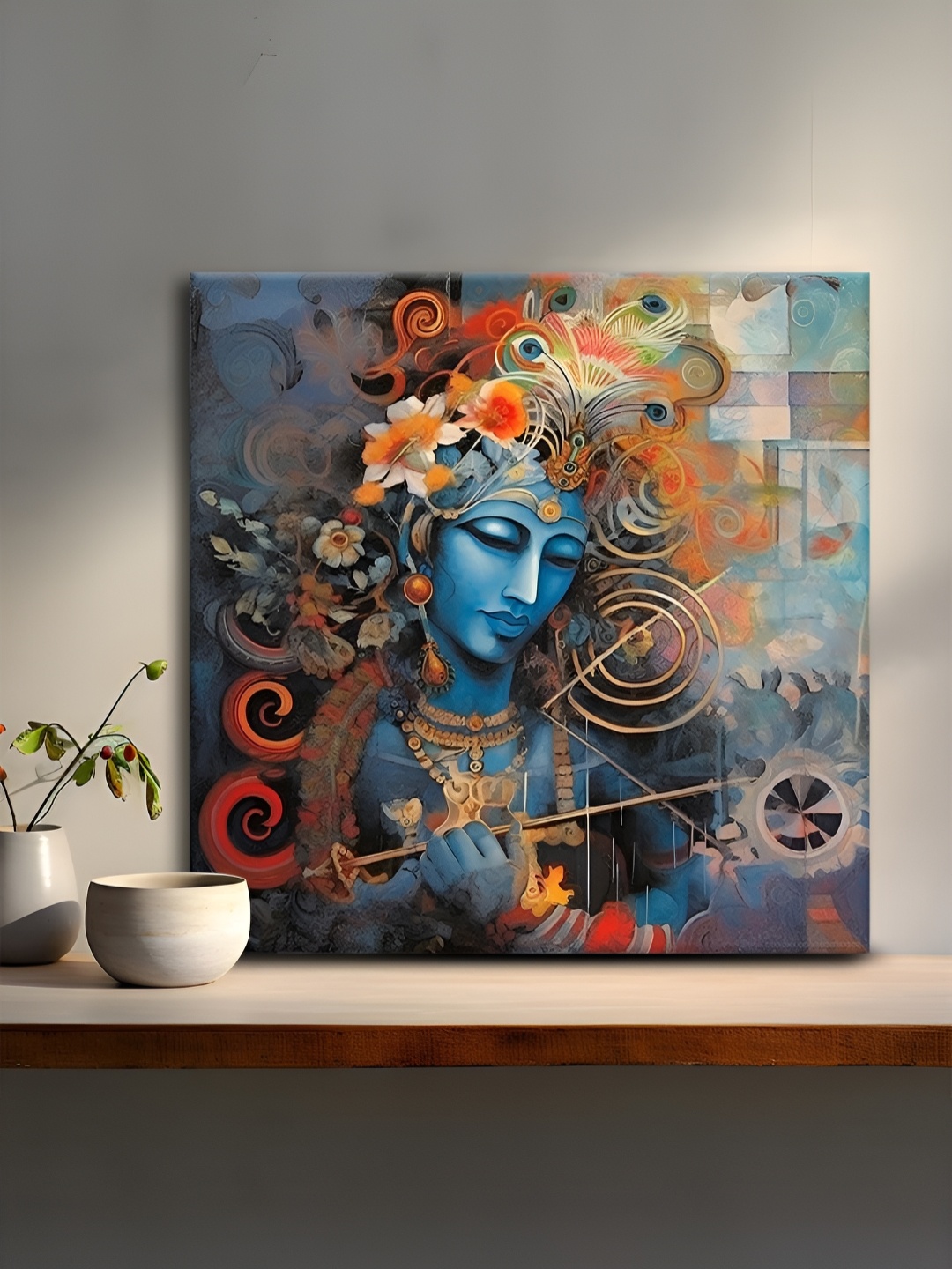 

OLIVE TREE Blue & Orange Canvas Religious Wall Art