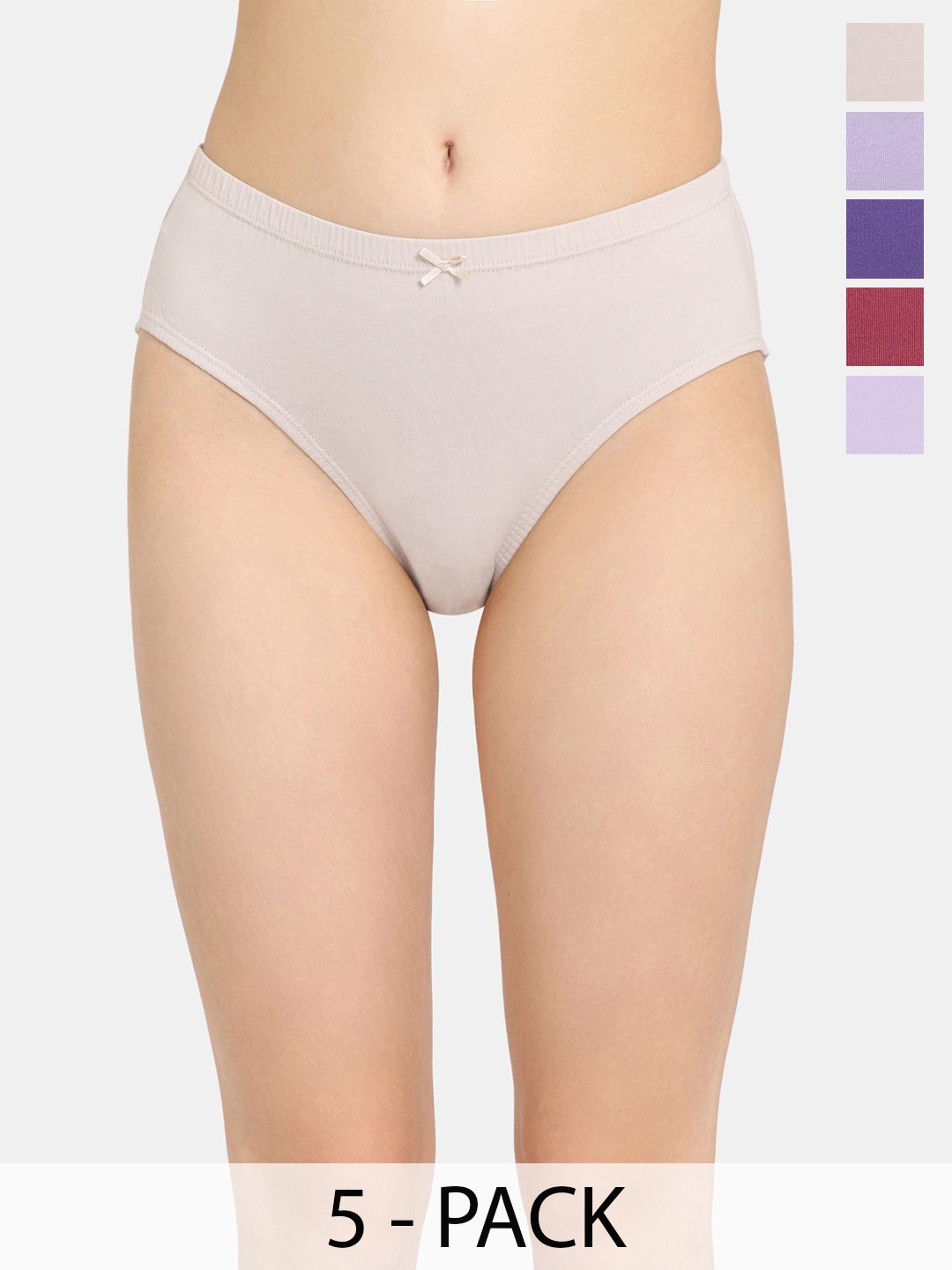 

Rosaline by Zivame Women Pack of 5 Assorted Hipster Briefs, Grey
