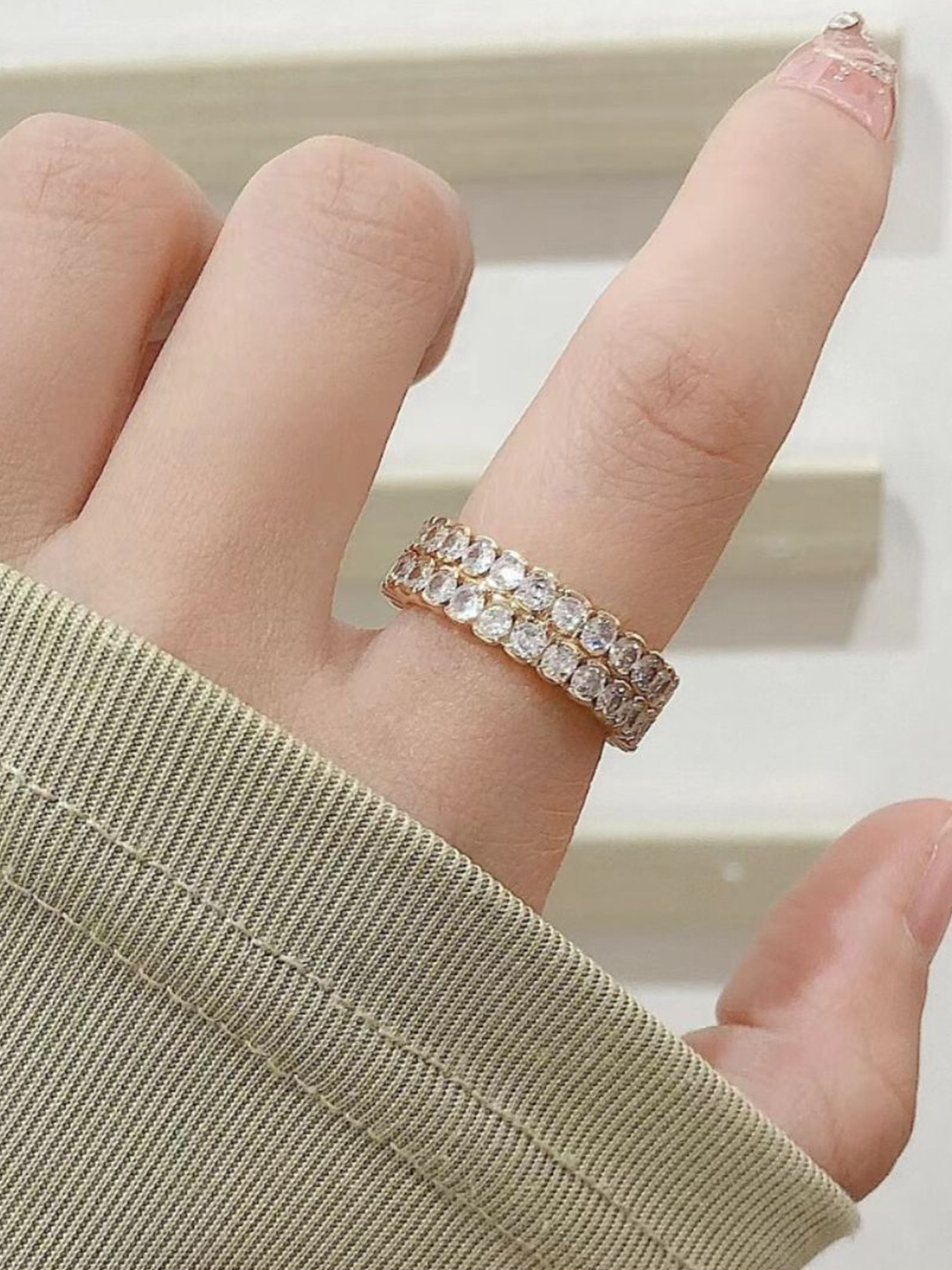 

SALTY 14K Gold-Plated & Stone-Studded Adjustable Finger Ring