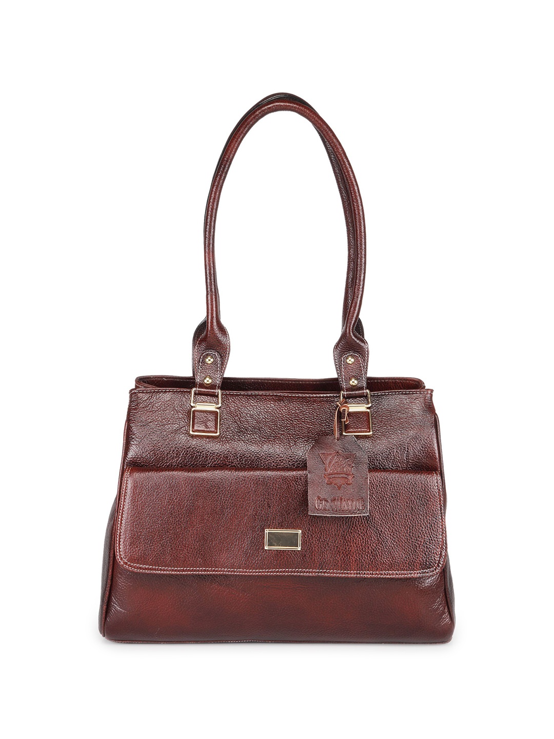 

GENWAYNE Leather Structured Shoulder Bag, Brown