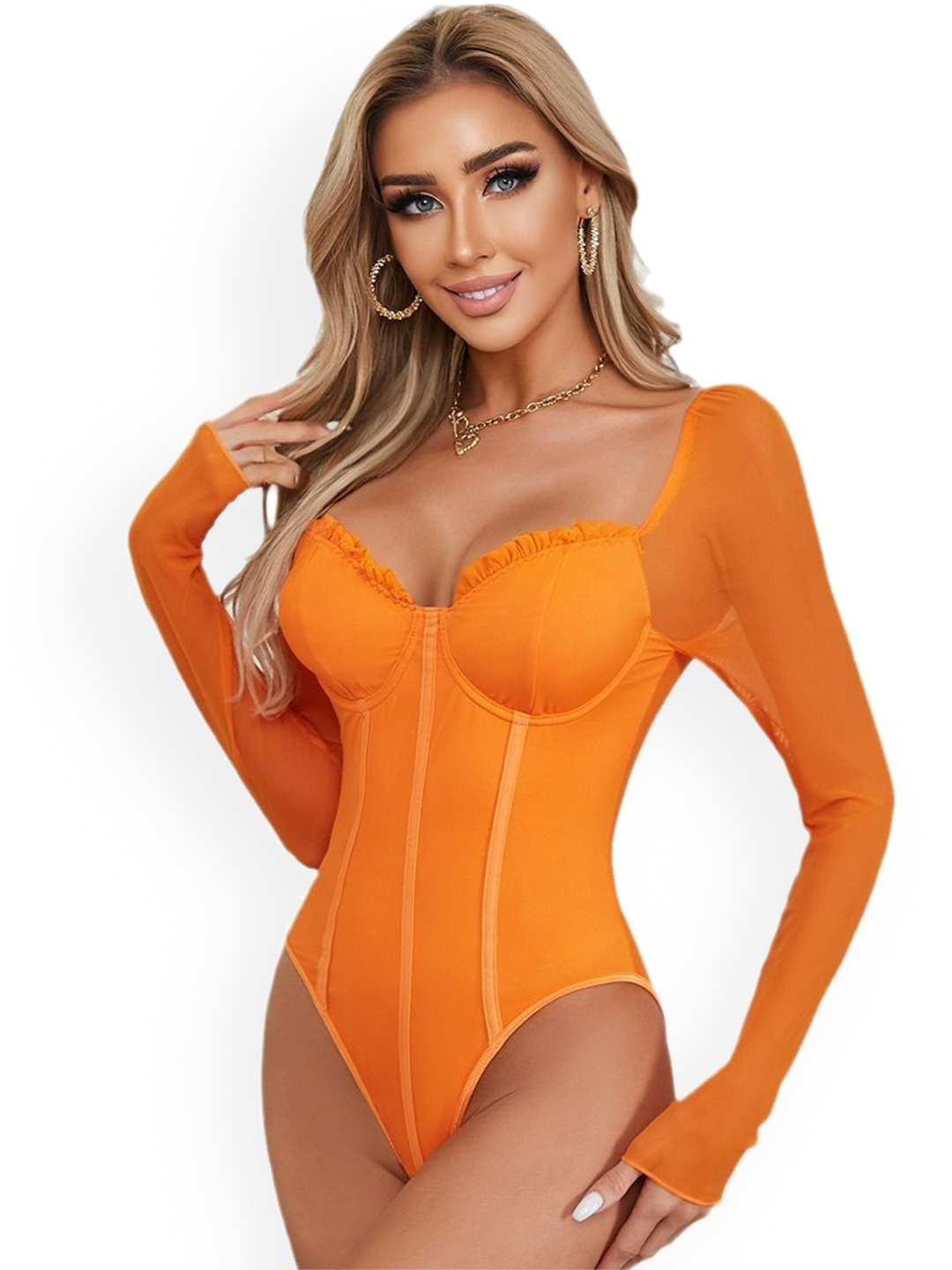 

StyleCast Sweetheart Neck Bodysuit, Orange