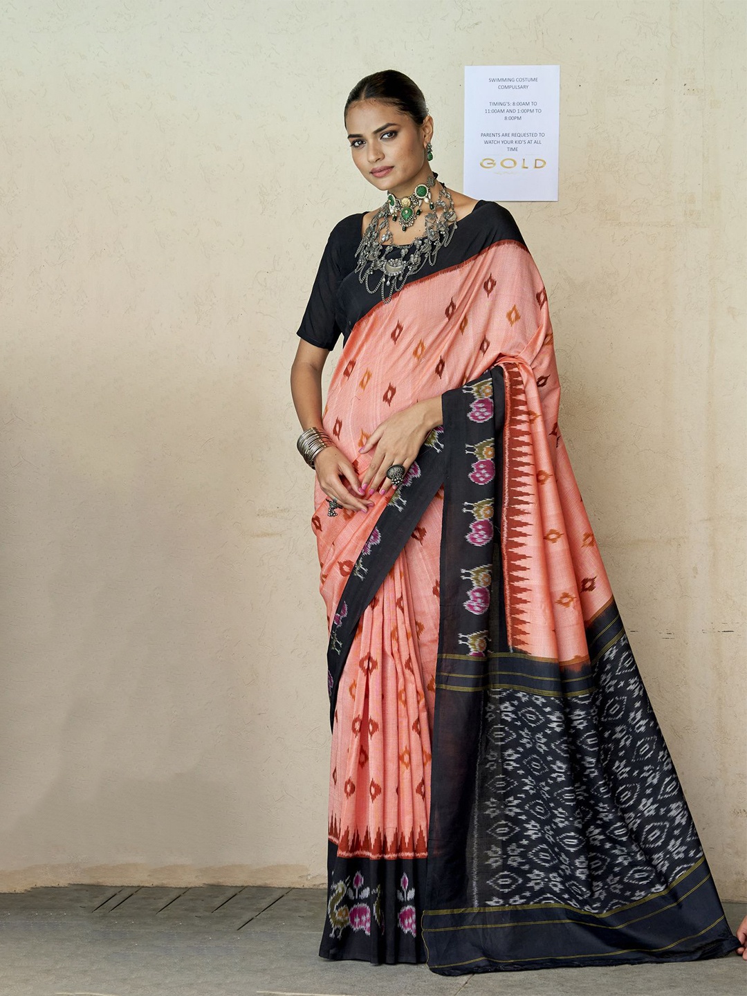 

CHUDIYA Batik Pure Cotton Saree, Pink