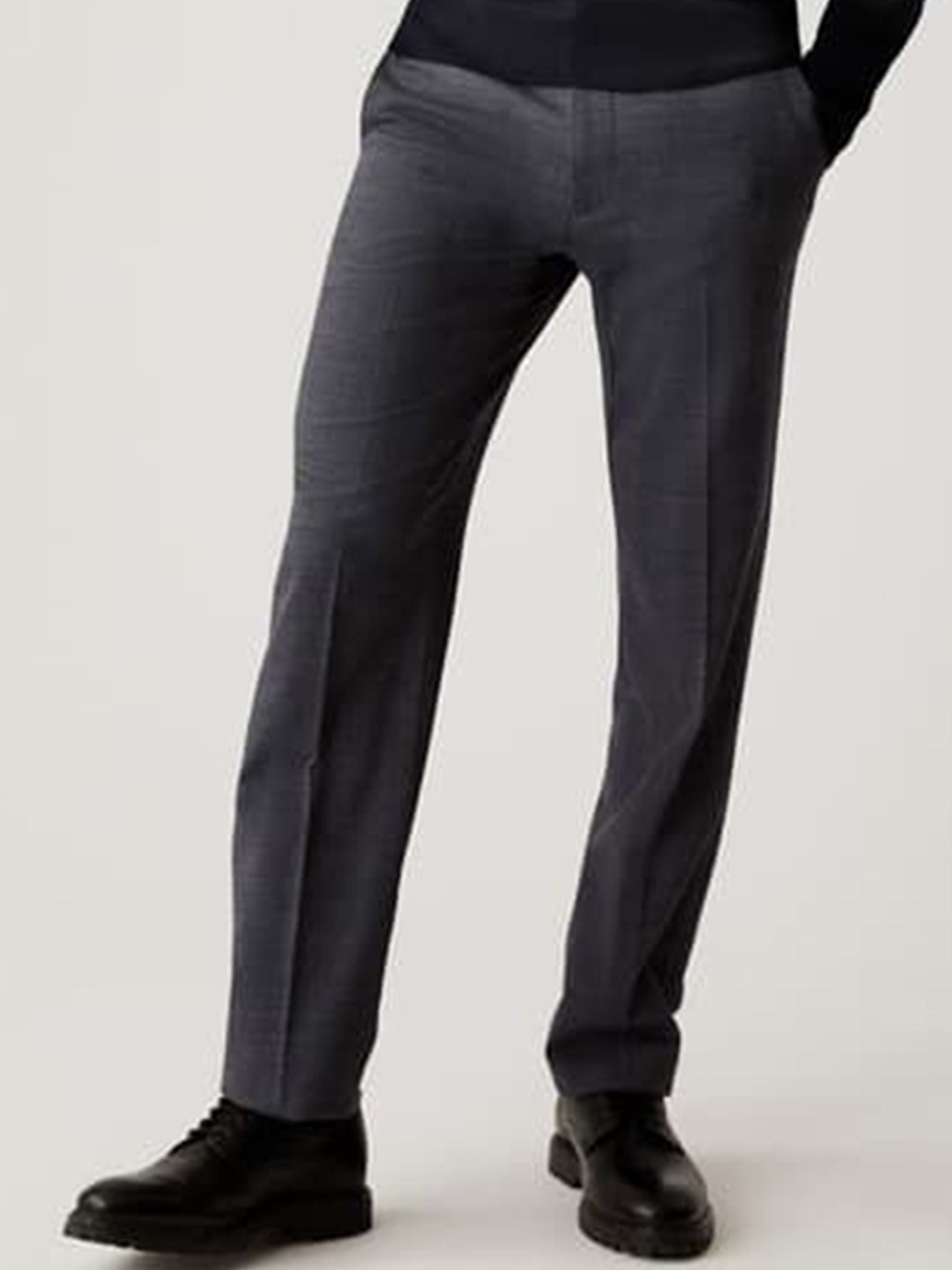 

Marks & Spencer Men Mid-Rise Trousers, Grey