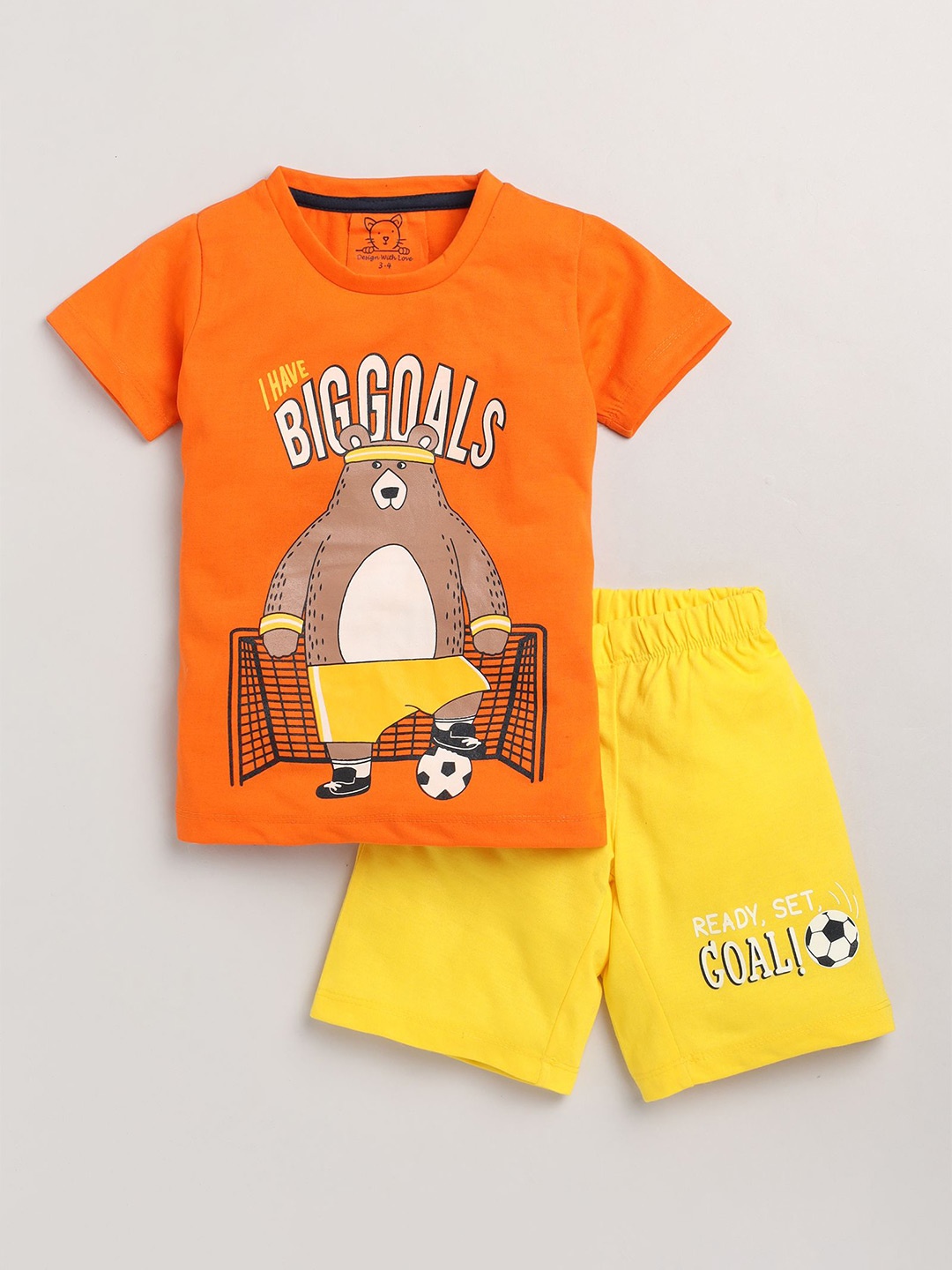 

YK Boys Printed T-shirt with Shorts, Orange