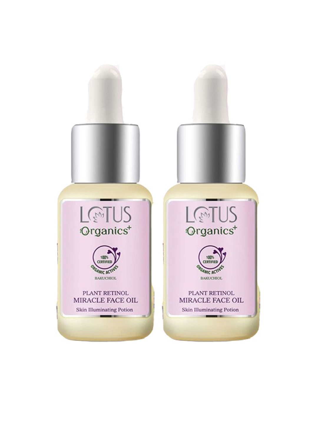

Lotus Organics+ Set Of 2 Bakuchiol Plant Retinol Miracle Facial Oil - 15 ml Each, Purple