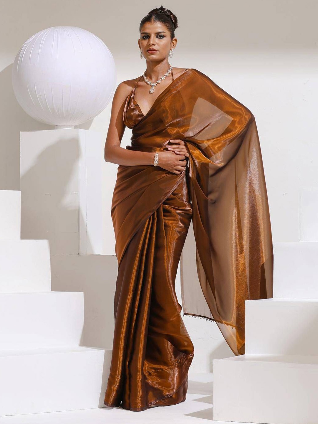 

Swtantra Organza Saree, Mustard