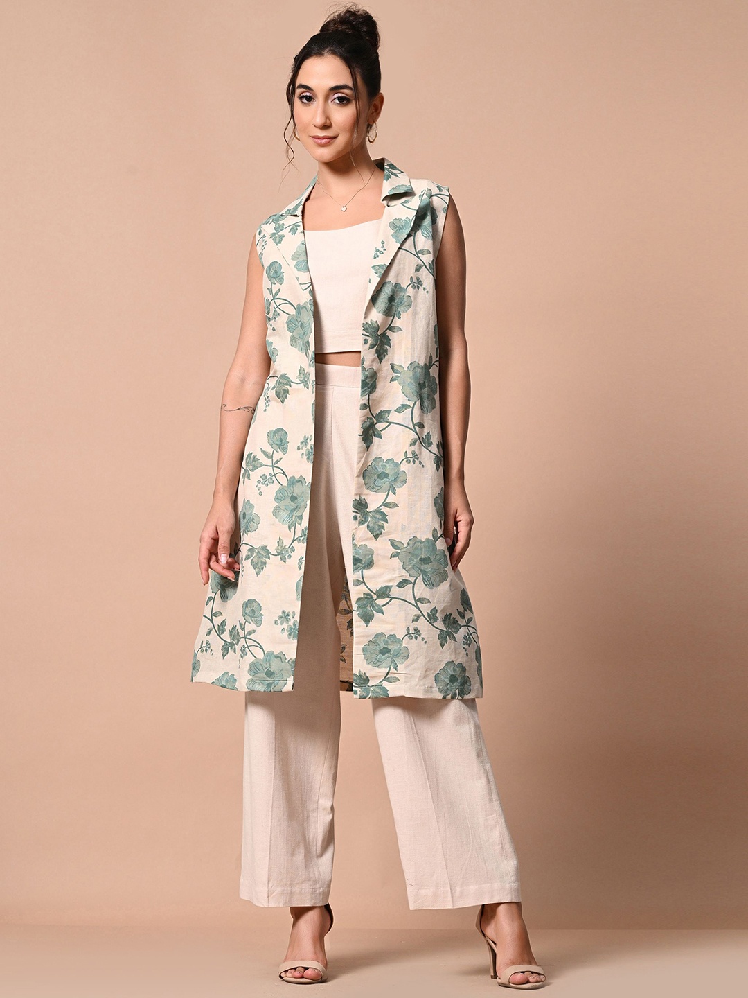 

PANKH Top With Trousers and Waistcoat Co-Ords, Cream