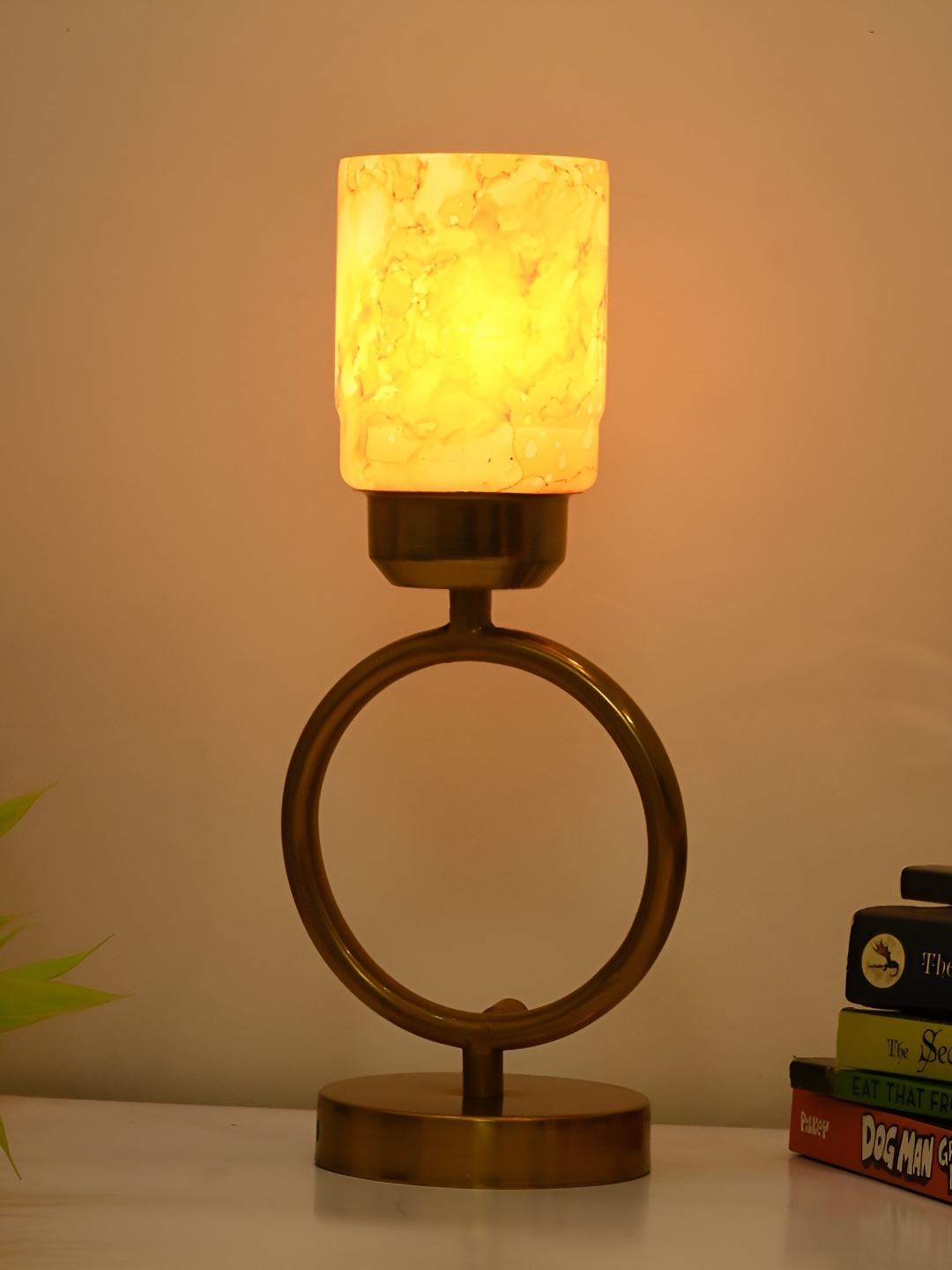 

Afast Orange Glass Contemporary Table Lamp With Adjustable Cord