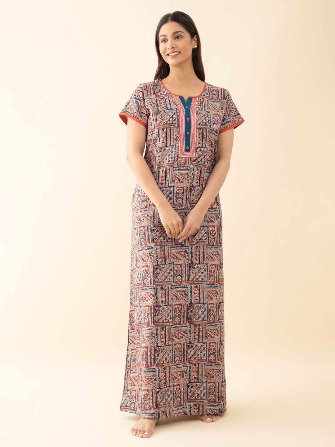

Maybell Printed Maxi Nightdress, Beige