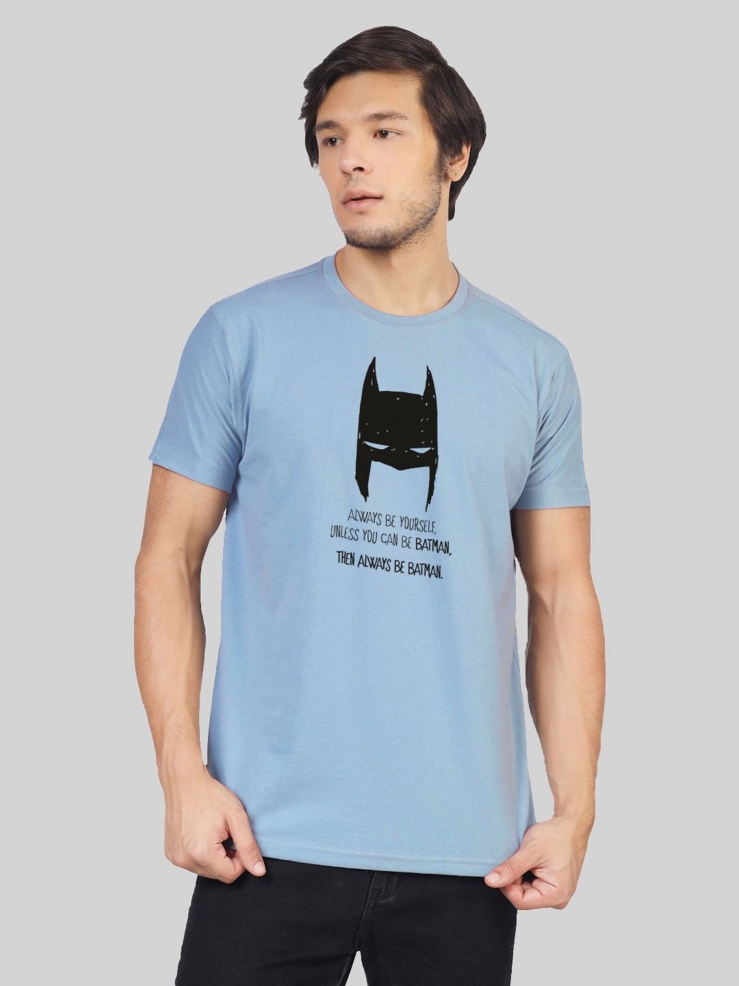 

Greylongg Men Typography Printed Applique T-shirt, Blue