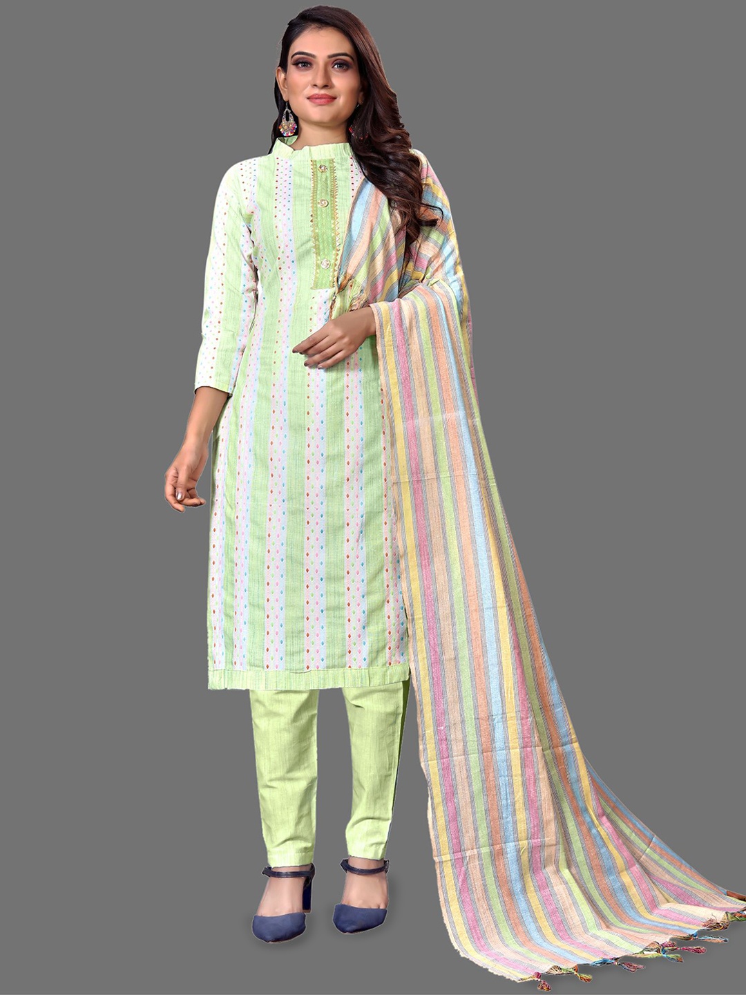 

Aika Gotta Patti Unstitched Dress Material, Green