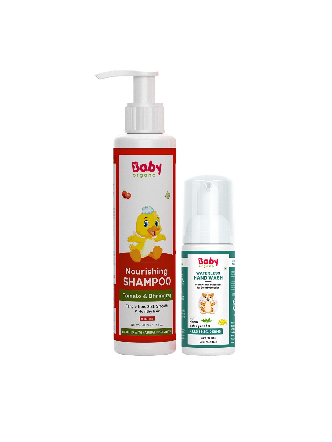 

BABYORGANO Set Of Tomatino Baby Shampoo 200- ml & Waterless Handwash 50- ml, White